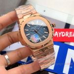 Swiss Replica Patek Philippe Nautilus 5711 Rose Gold Blue Watches